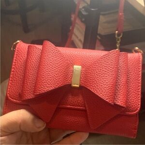 Elegant Red Bow Accent Women's Bag